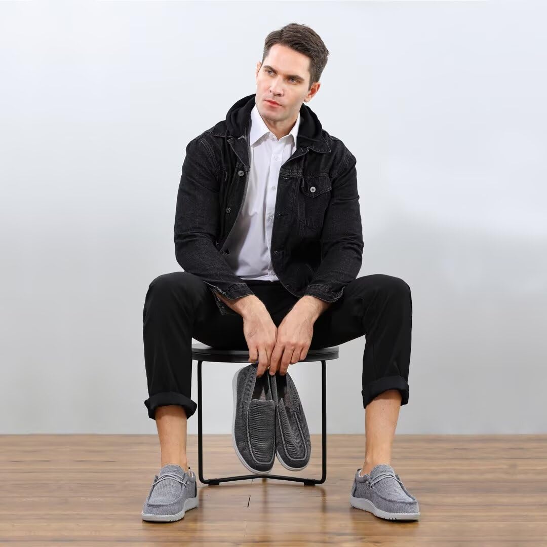 Men Wide Width Slip On Shoes Loafer with Arch Support Insoles Men Casual Shoes