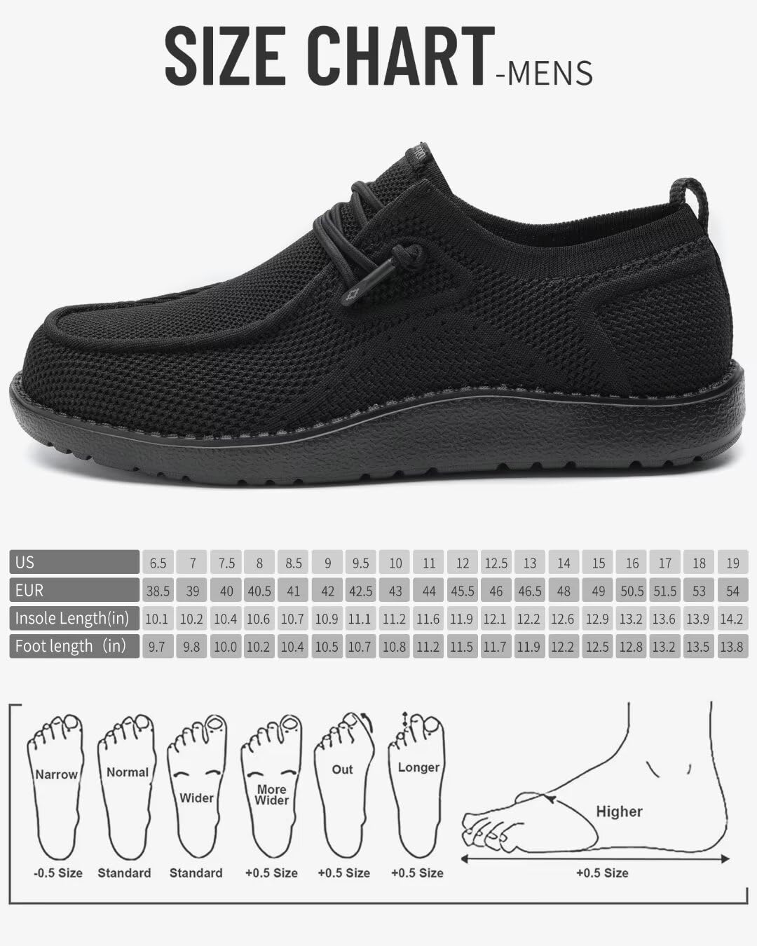 Men Wide Width Slip On Shoes Loafer with Arch Support Insoles Men Casual Shoes