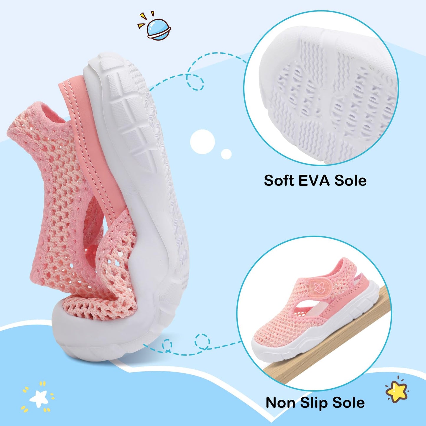 Toddler Sandals Boys Girls Wide Sandals Kids Water Sandal Shoes Lightweight Barefoot Summer Shoes for Beach Swim