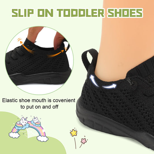 Toddler Shoes for Boys Girls Slip on Sneakers Wide Toe Walking Shoes