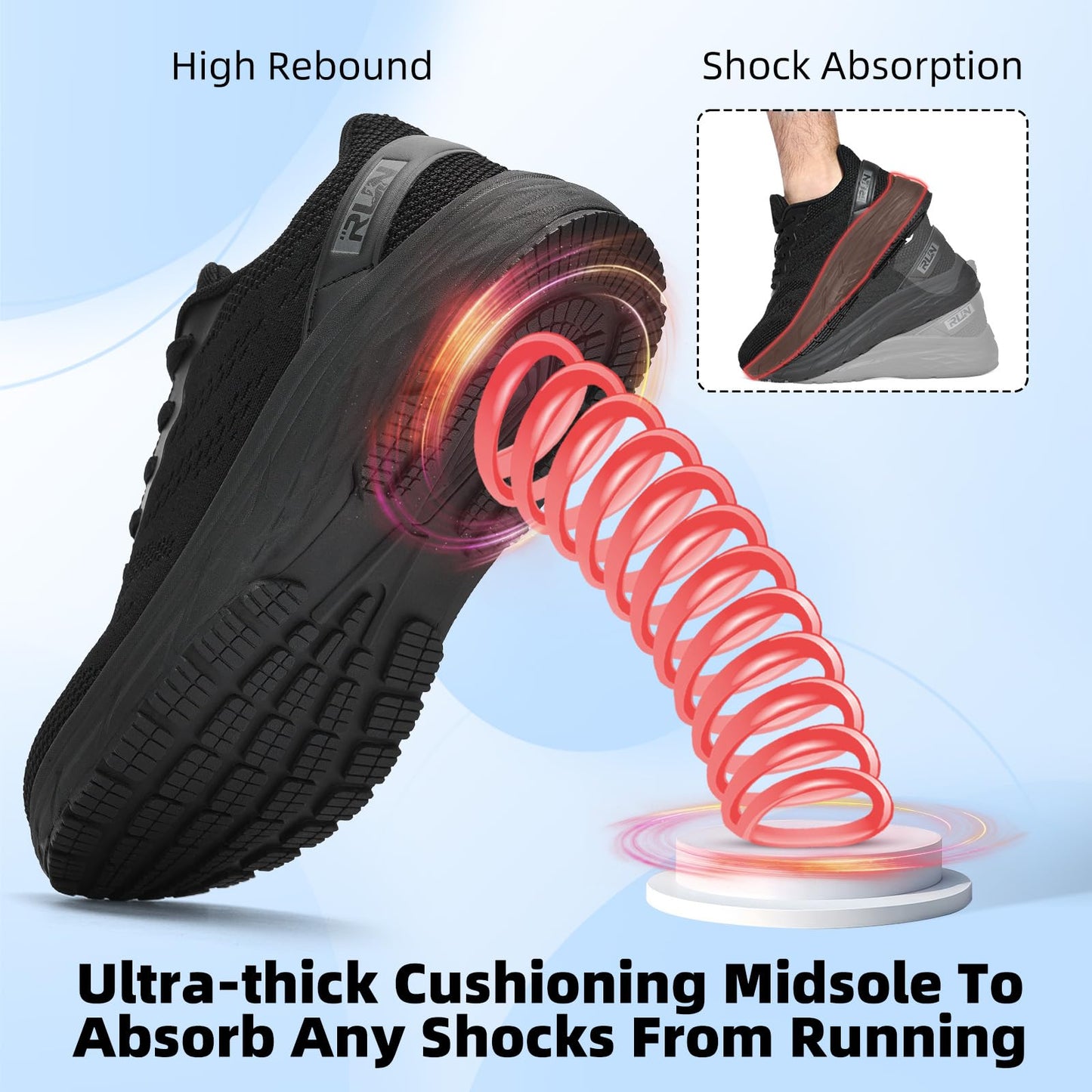 Wide Toe Box Shoes for Men Cushioned Road Running Shoe Non Slip Mens