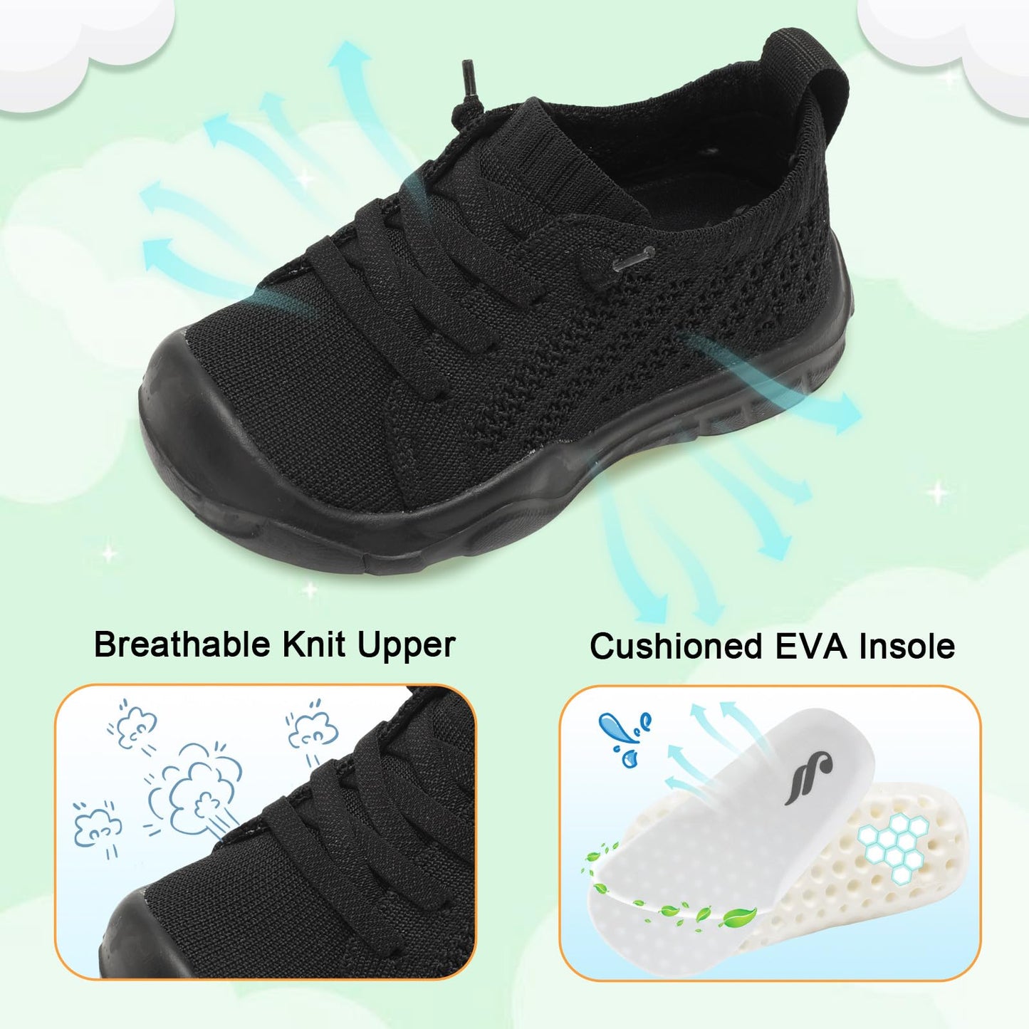 Toddler Shoes for Boys Girls Slip on Sneakers Wide Toe Walking Shoes