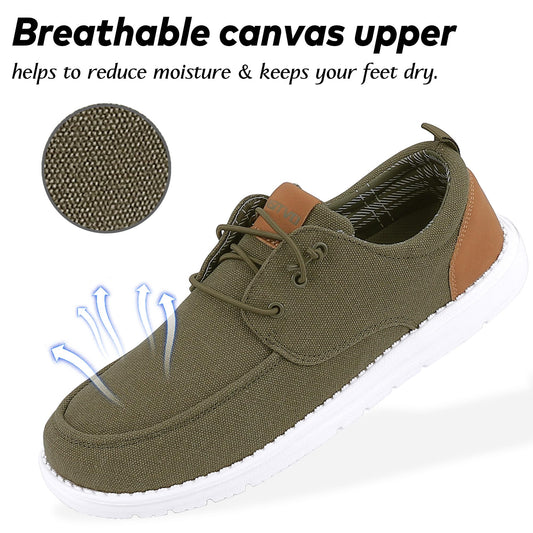 Mens Wide Canvas Loafers Slip on Big Size Walking Shoes