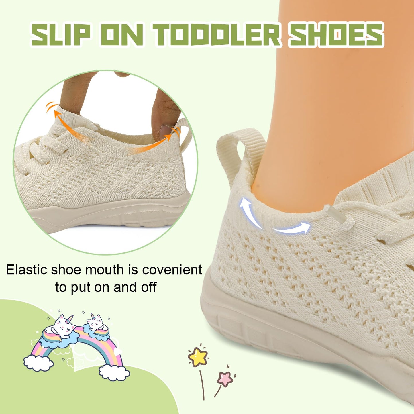 Toddler Shoes for Boys Girls Slip on Sneakers Wide Toe Walking Shoes