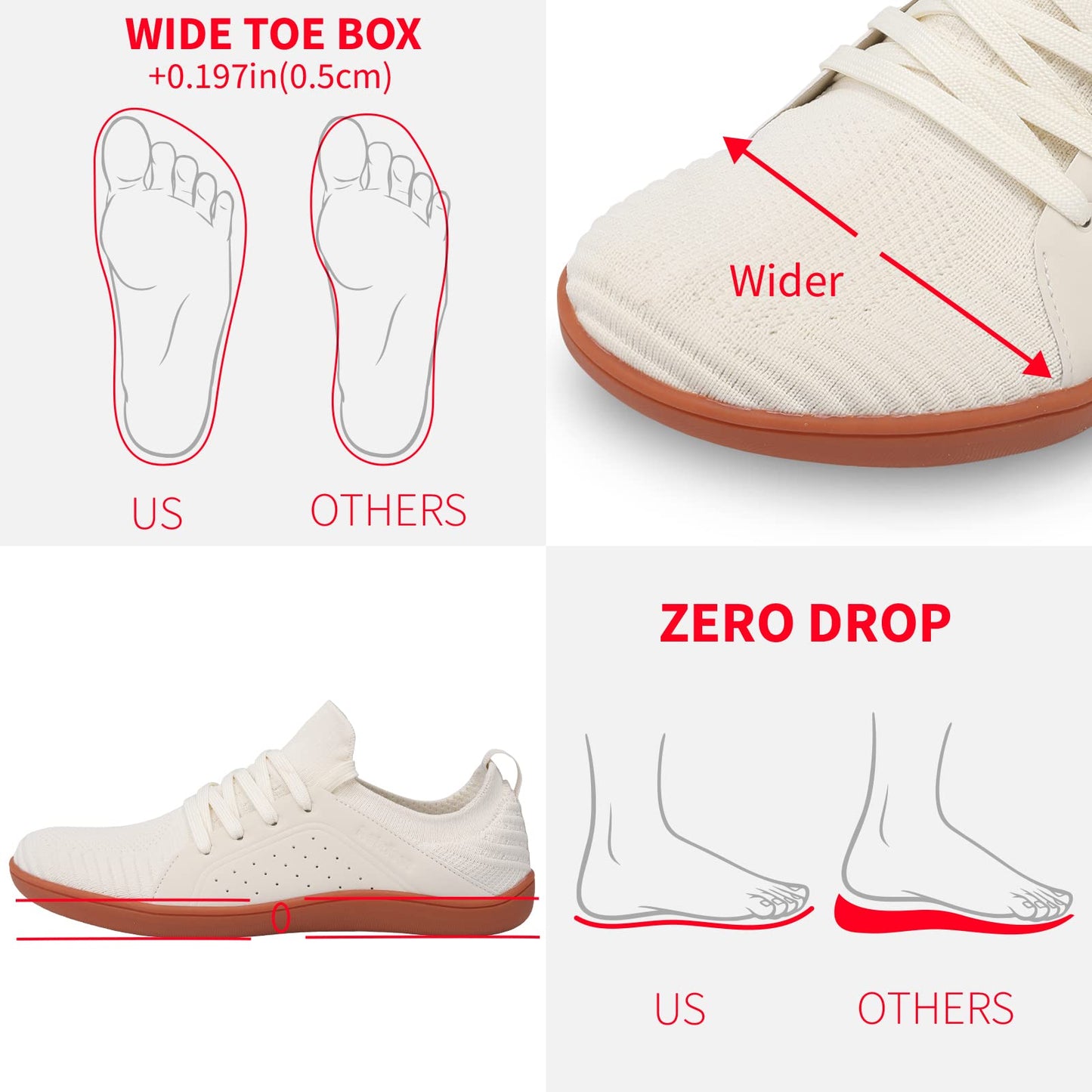 relxfeet Men's Barefoot Shoes Minimalist Cross-Trainer Shoes Wide Toe Walking Shoes