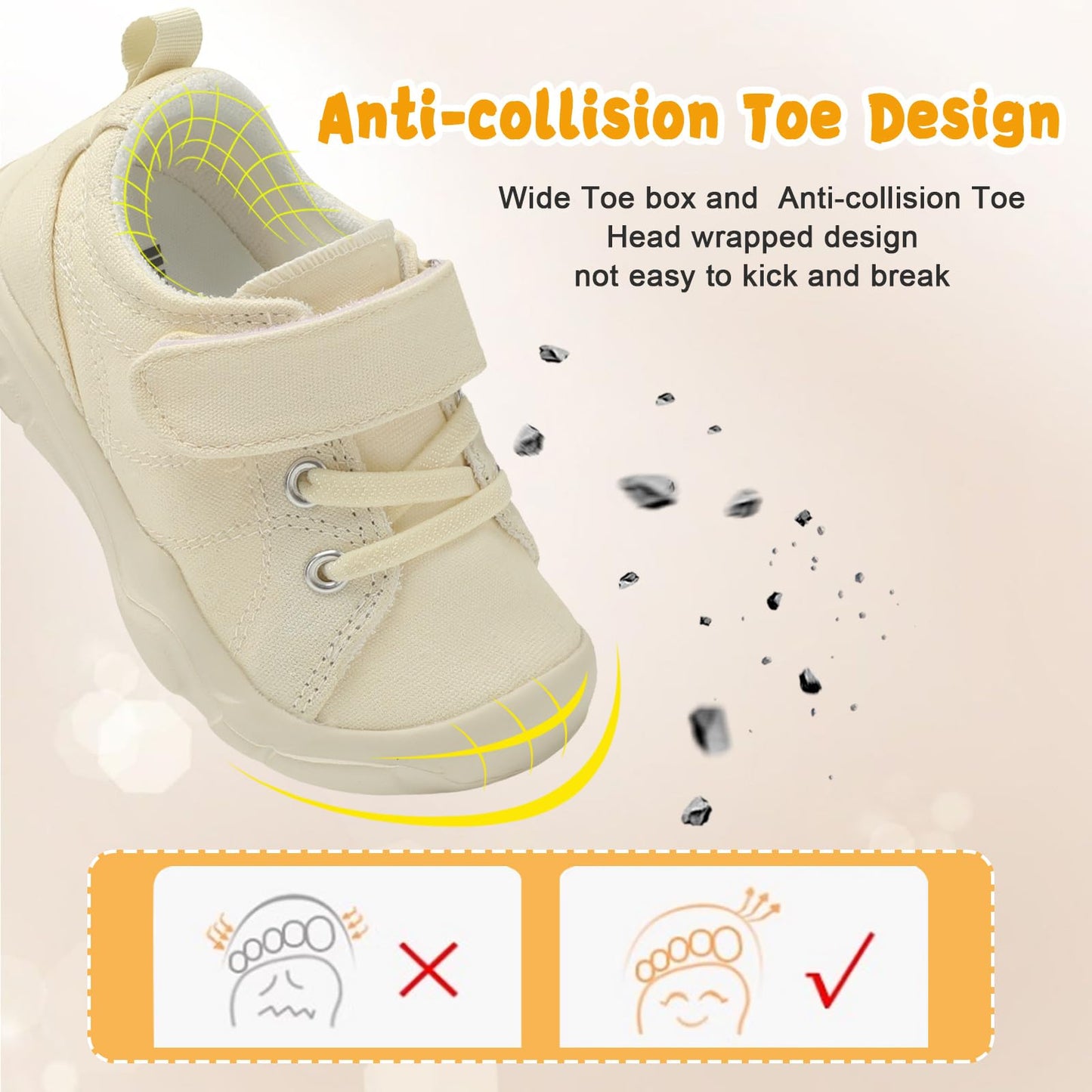 Kids Canvas Shoes Running Shoes for Girls Boys Wide Toe Box Barefoot Toddler Sneakers