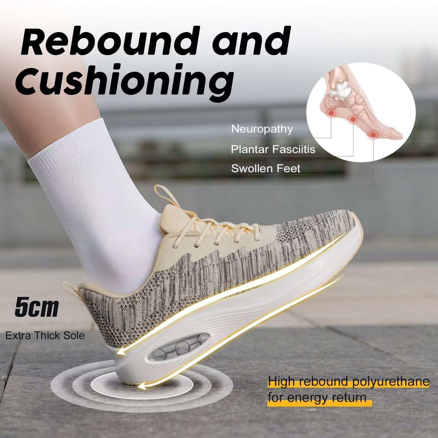 Wide Toe Box Shoes Women Air Cushion Road Running Shoes Extra Wide Width Sneakers
