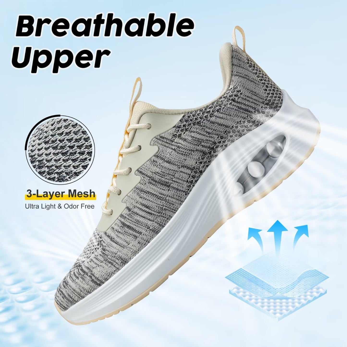 Wide Toe Box Shoes Women Air Cushion Road Running Shoes Extra Wide Width Sneakers