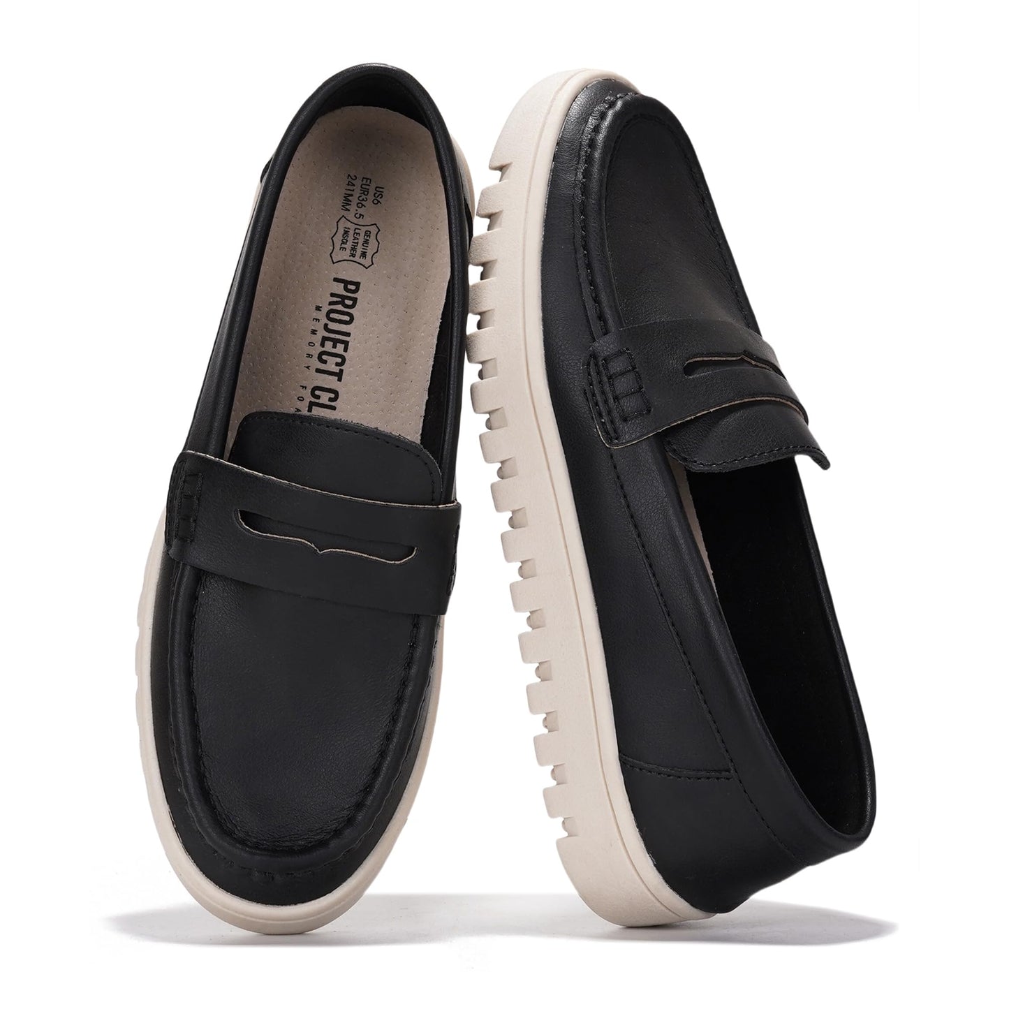 Leather Loafers for Women – Memory Foam Insoles Slip On Shoes for Women