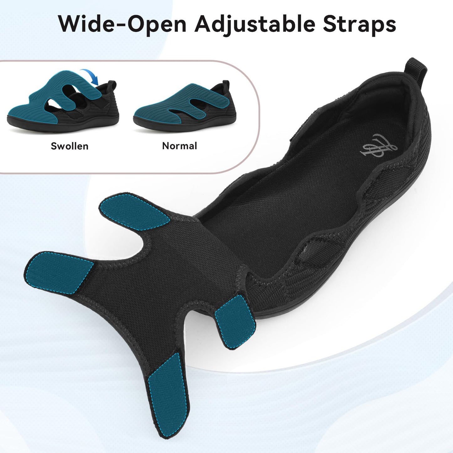 Diabetic Shoes for Women Adjustable Extra Wide Barefoot Walking Shoes