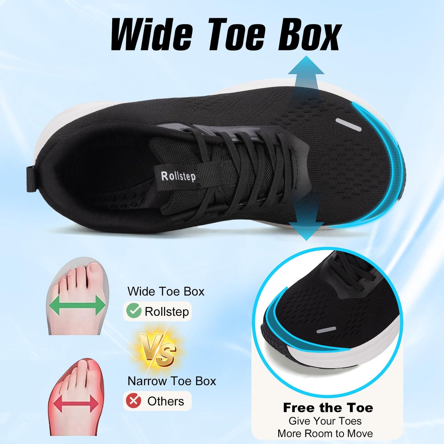 Wide Toe Box Shoes Women Sneakers Extra Wide Width Arch Support