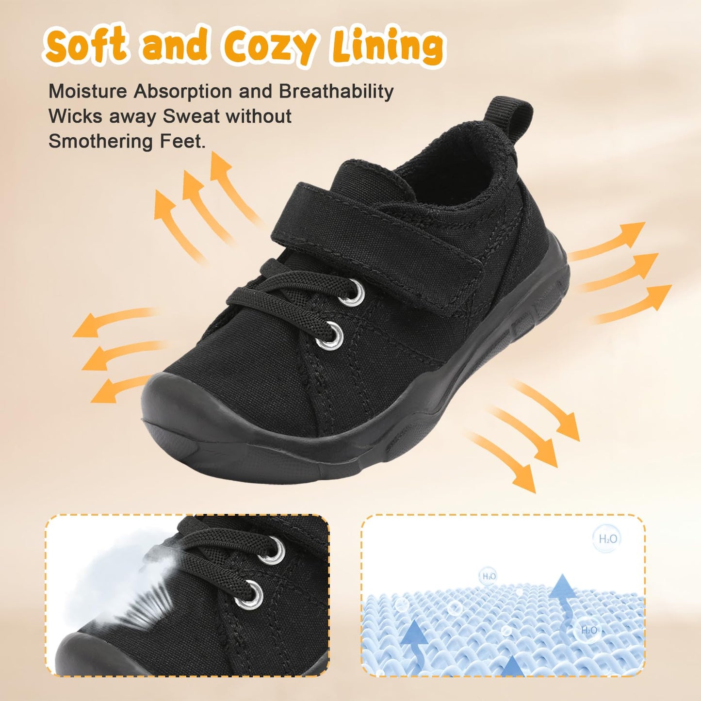 Kids Canvas Shoes Running Shoes for Girls Boys Wide Toe Box Barefoot Toddler Sneakers