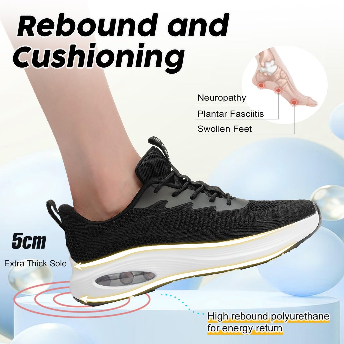 Wide Toe Box Shoes Women Air Cushion Road Running Shoes Extra Wide Width Sneakers