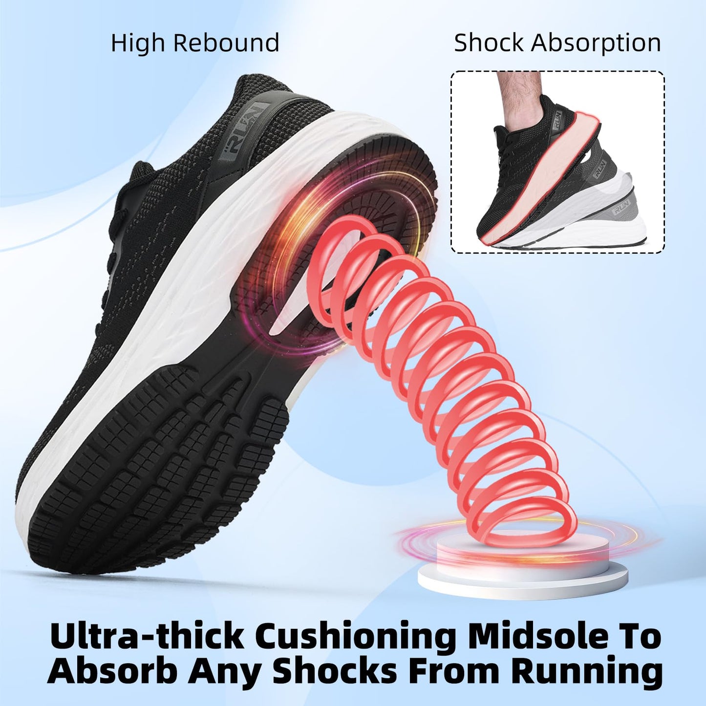 Wide Toe Box Shoes for Men Cushioned Road Running Shoe Non Slip Mens