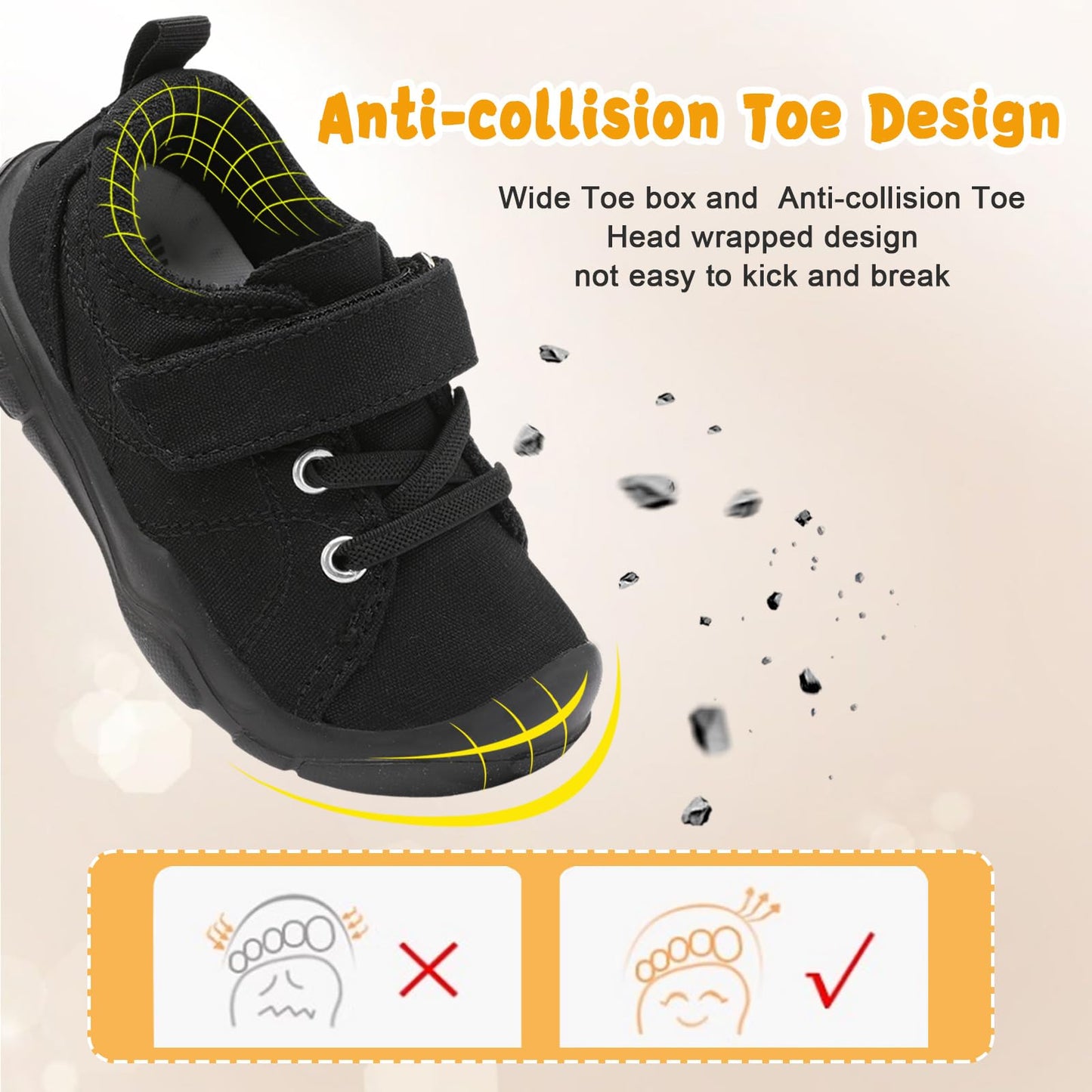 Kids Canvas Shoes Running Shoes for Girls Boys Wide Toe Box Barefoot Toddler Sneakers