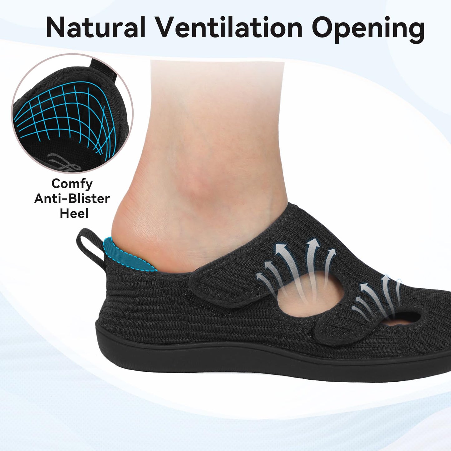 Diabetic Shoes for Women Adjustable Extra Wide Barefoot Walking Shoes