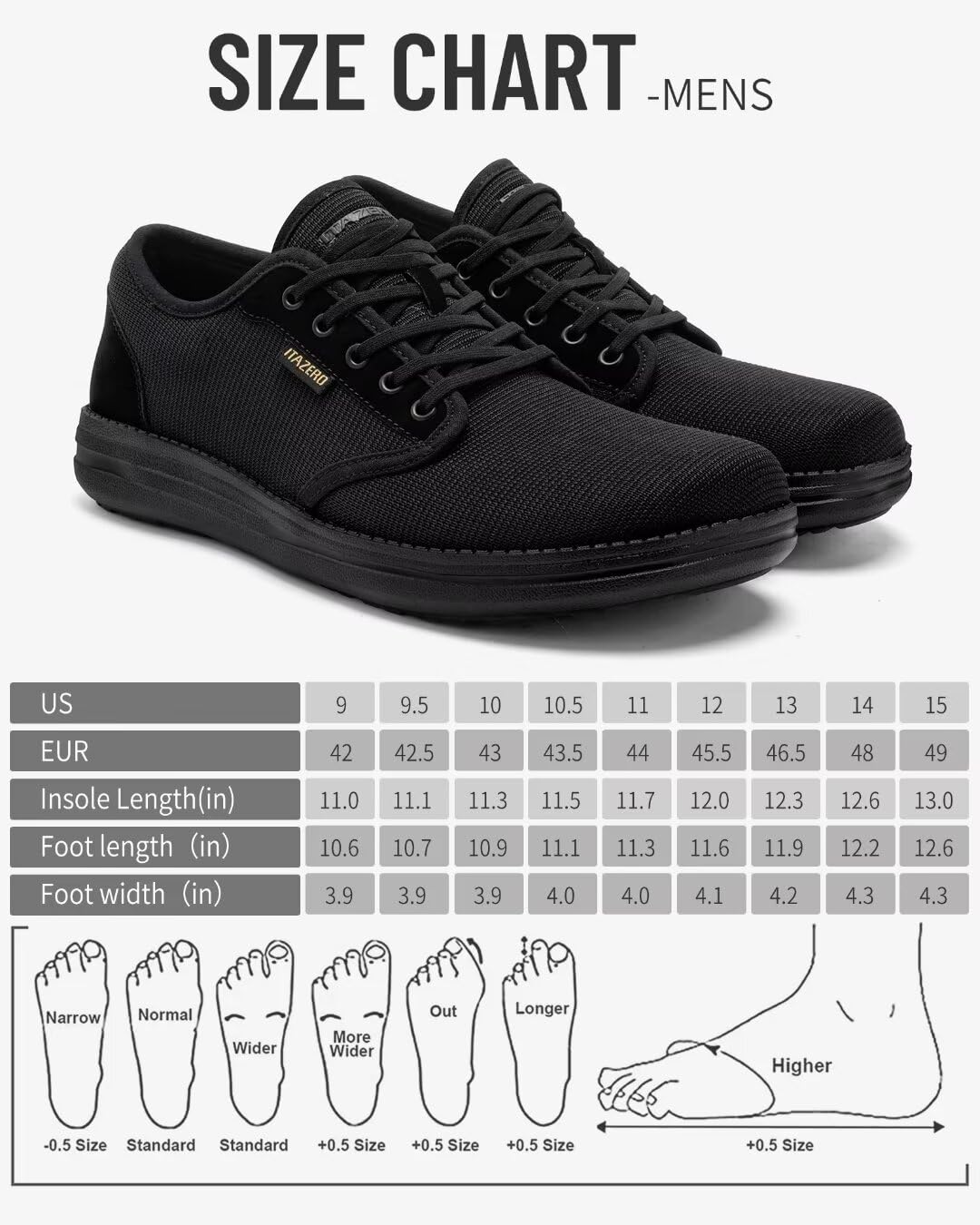 Men Wide Width Slip On Shoes Loafer with Arch Support Insoles Men Casual Shoes