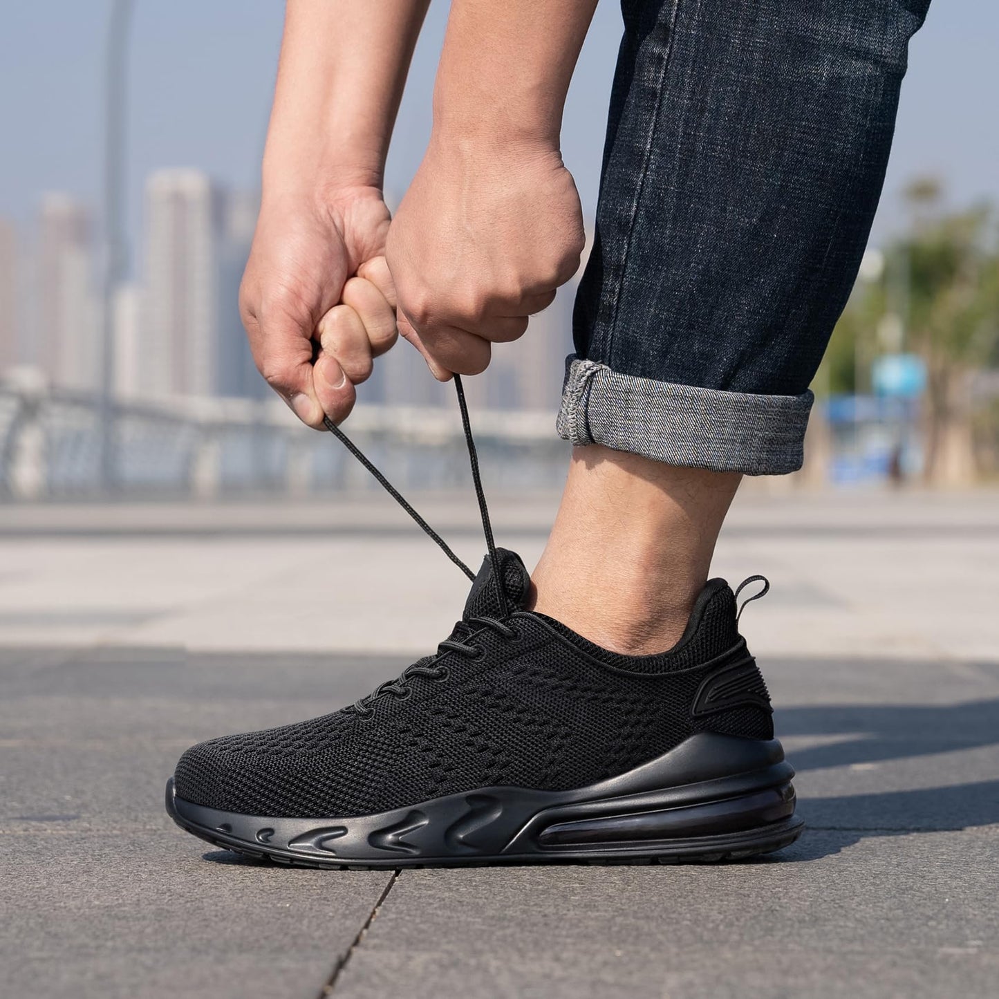 Mens Non Slip Work Shoes Slip On Water Resistant Walking Sneakers