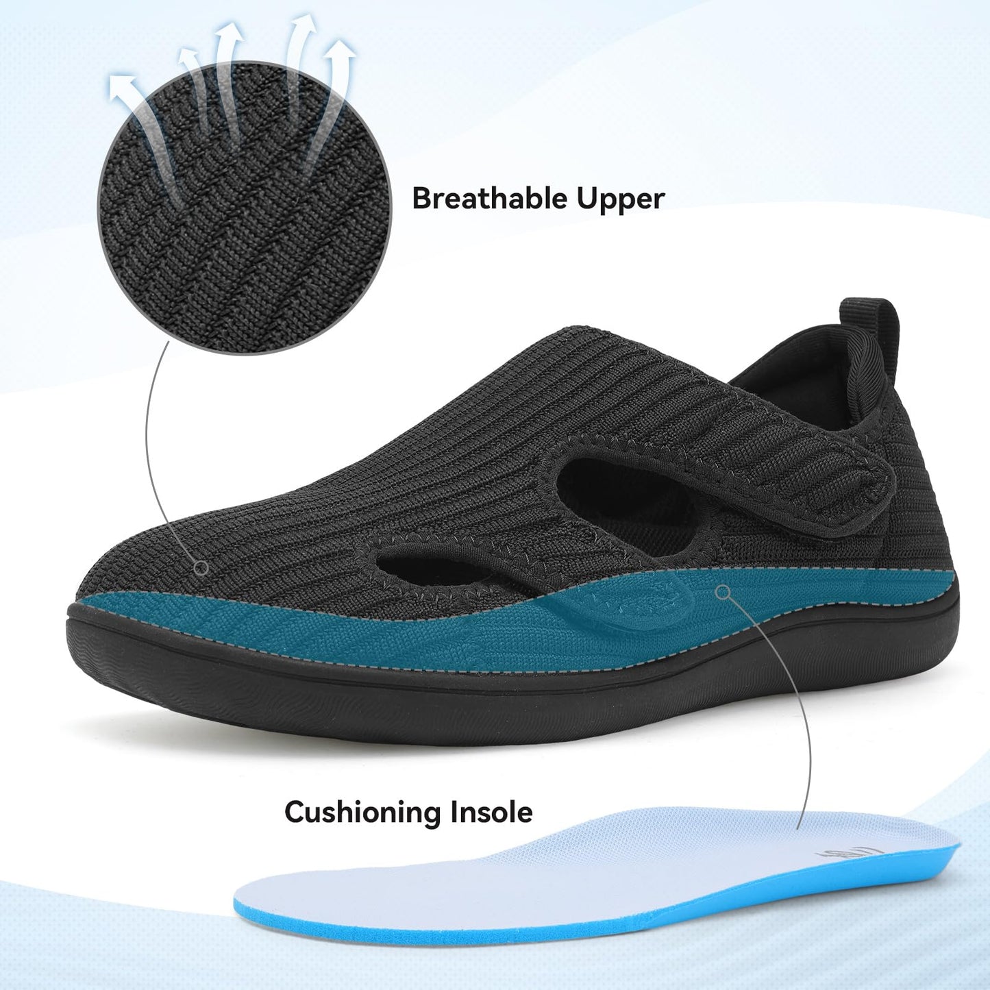 Diabetic Shoes for Women Adjustable Extra Wide Barefoot Walking Shoes