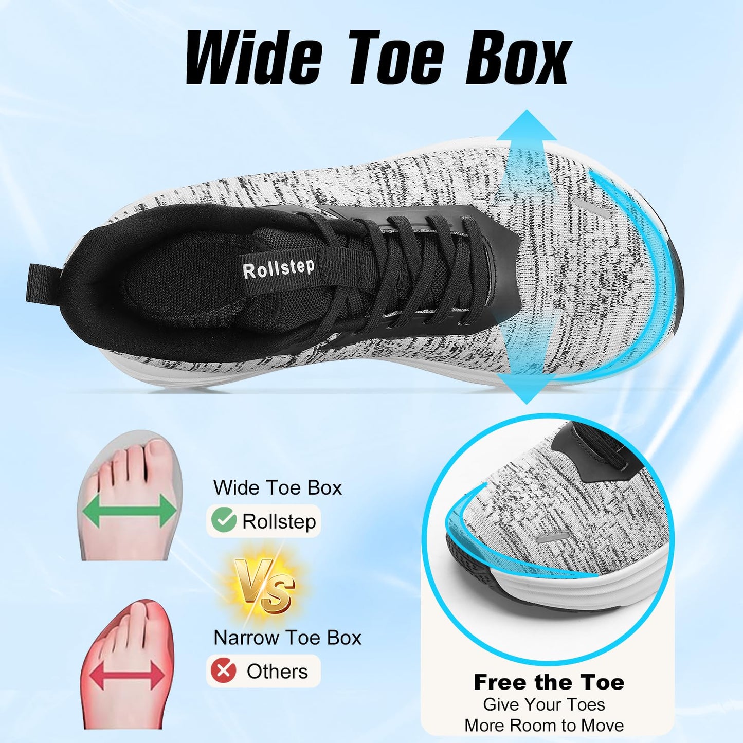 Wide Toe Box Shoes Women Sneakers Extra Wide Width Arch Support