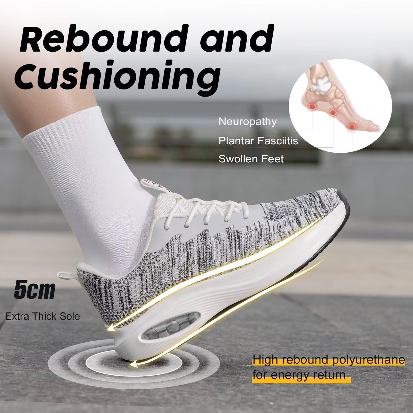 Wide Toe Box Shoes Women Air Cushion Road Running Shoes Extra Wide Width Sneakers