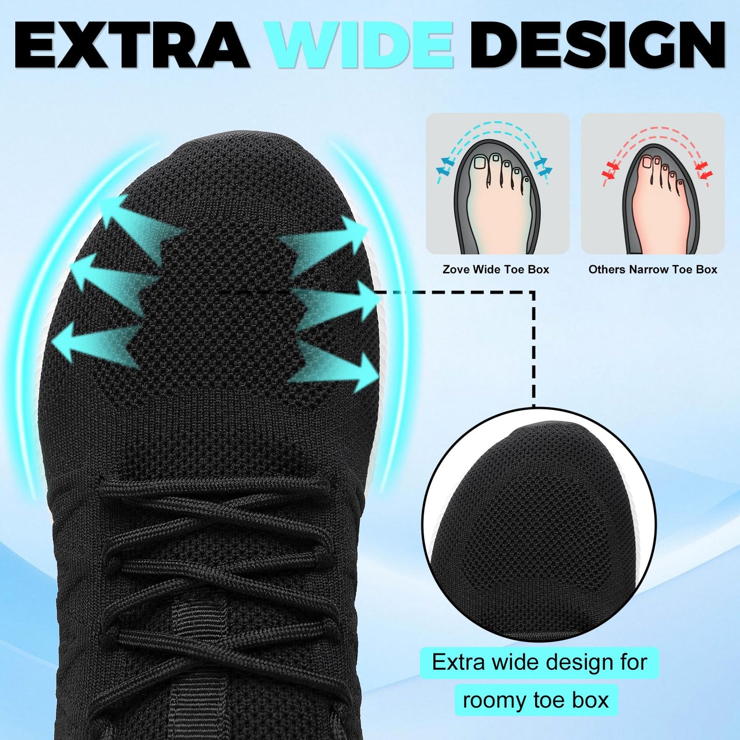 Wide Toe Box Shoes for Men Extra Wide Width Sneakers Non-Slip Ultra Light Wide Tennis Running Shoes