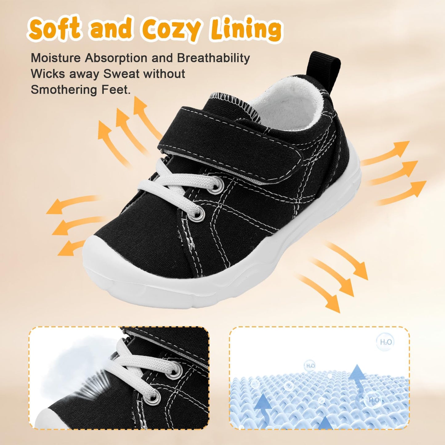 Kids Canvas Shoes Running Shoes for Girls Boys Wide Toe Box Barefoot Toddler Sneakers