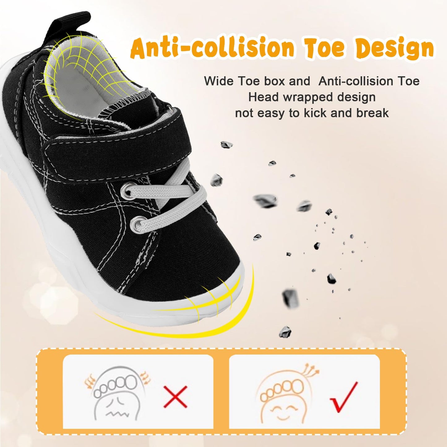 Kids Canvas Shoes Running Shoes for Girls Boys Wide Toe Box Barefoot Toddler Sneakers