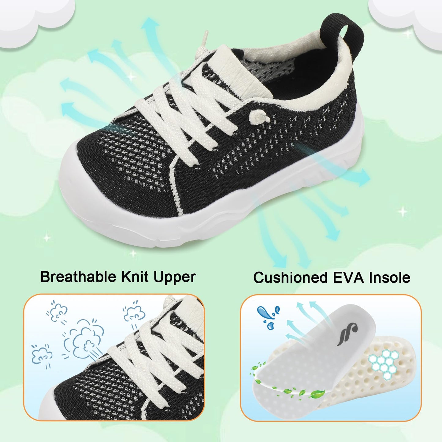 Toddler Shoes for Boys Girls Slip on Sneakers Wide Toe Walking Shoes