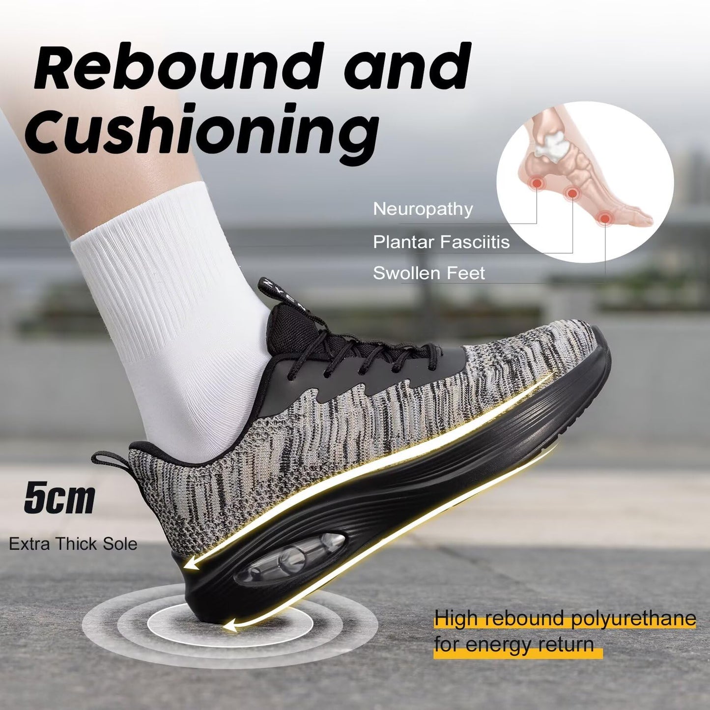 Wide Toe Box Shoes Women Air Cushion Road Running Shoes Extra Wide Width Sneakers