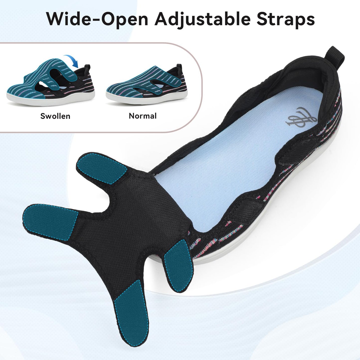 Diabetic Shoes for Women Adjustable Extra Wide Barefoot Walking Shoes