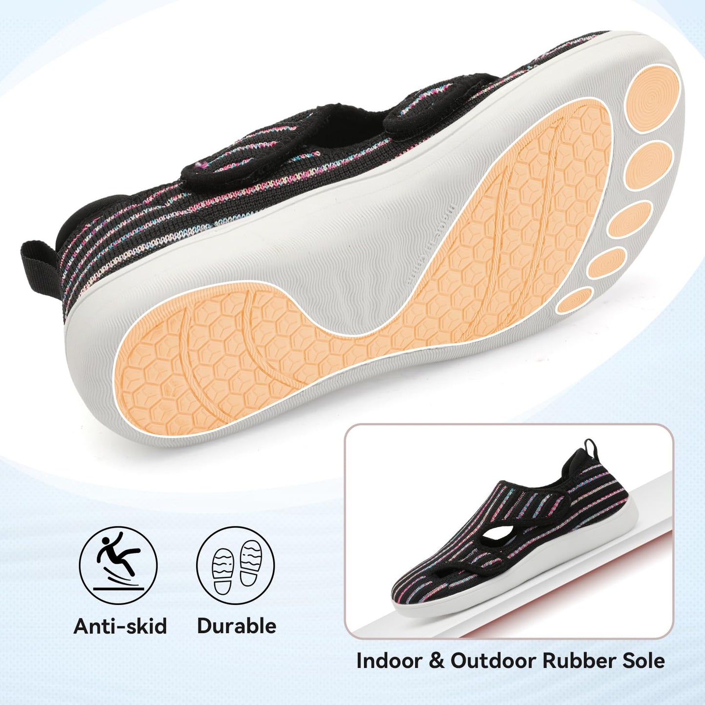 Diabetic Shoes for Women Adjustable Extra Wide Barefoot Walking Shoes