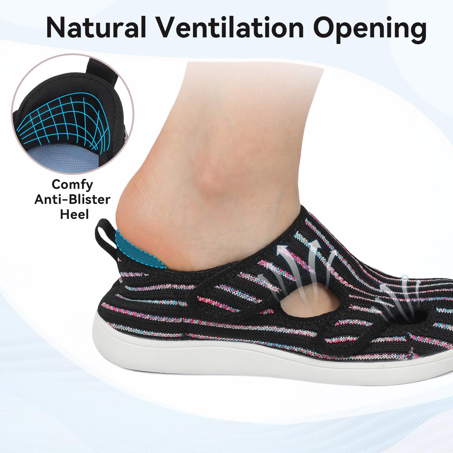 Diabetic Shoes for Women Adjustable Extra Wide Barefoot Walking Shoes