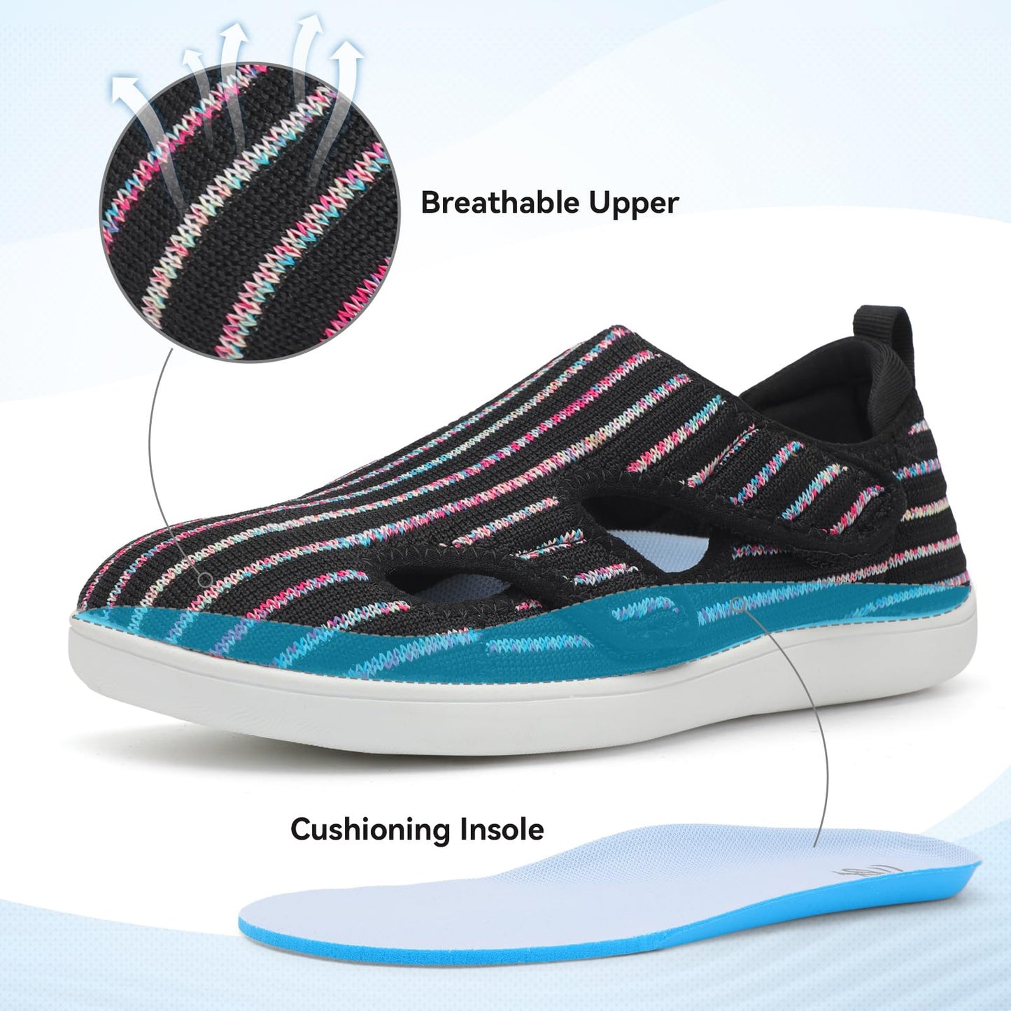 Diabetic Shoes for Women Adjustable Extra Wide Barefoot Walking Shoes