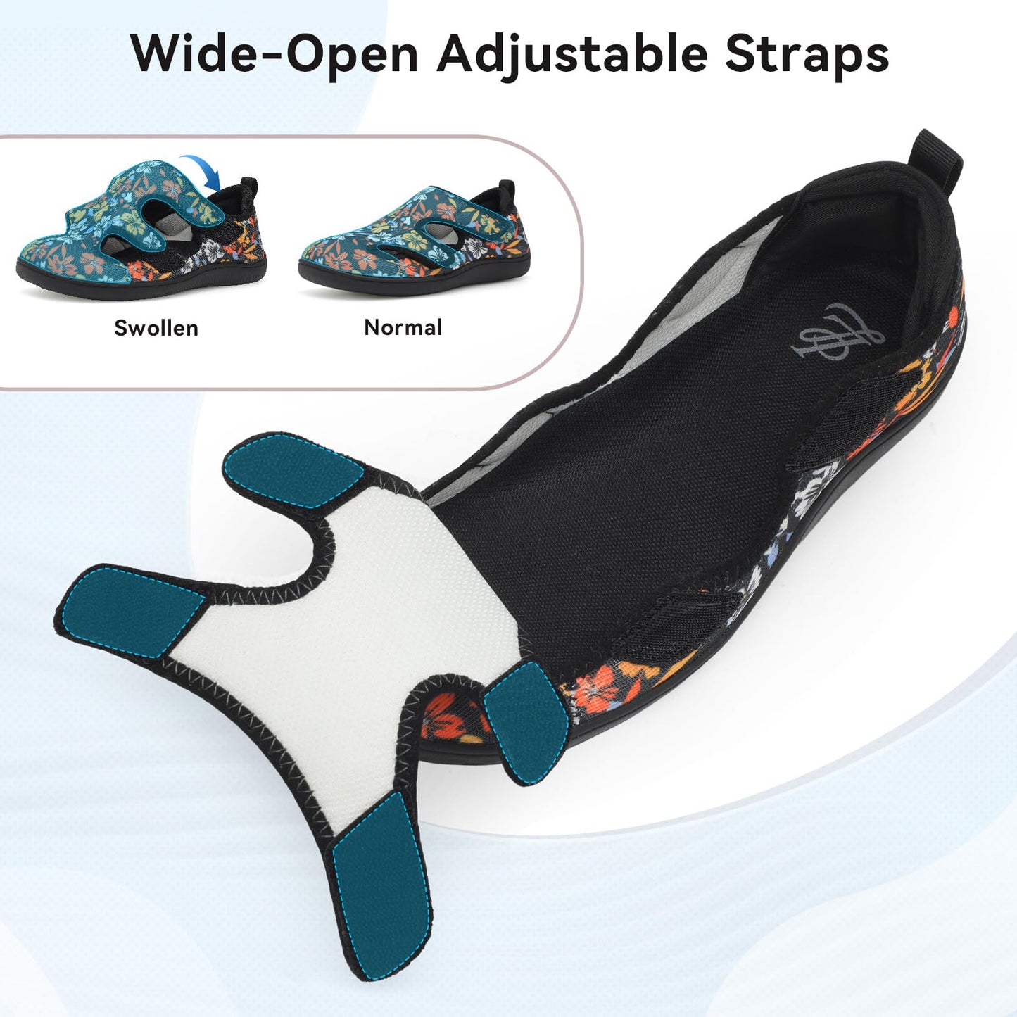 Diabetic Shoes for Women Adjustable Extra Wide Barefoot Walking Shoes