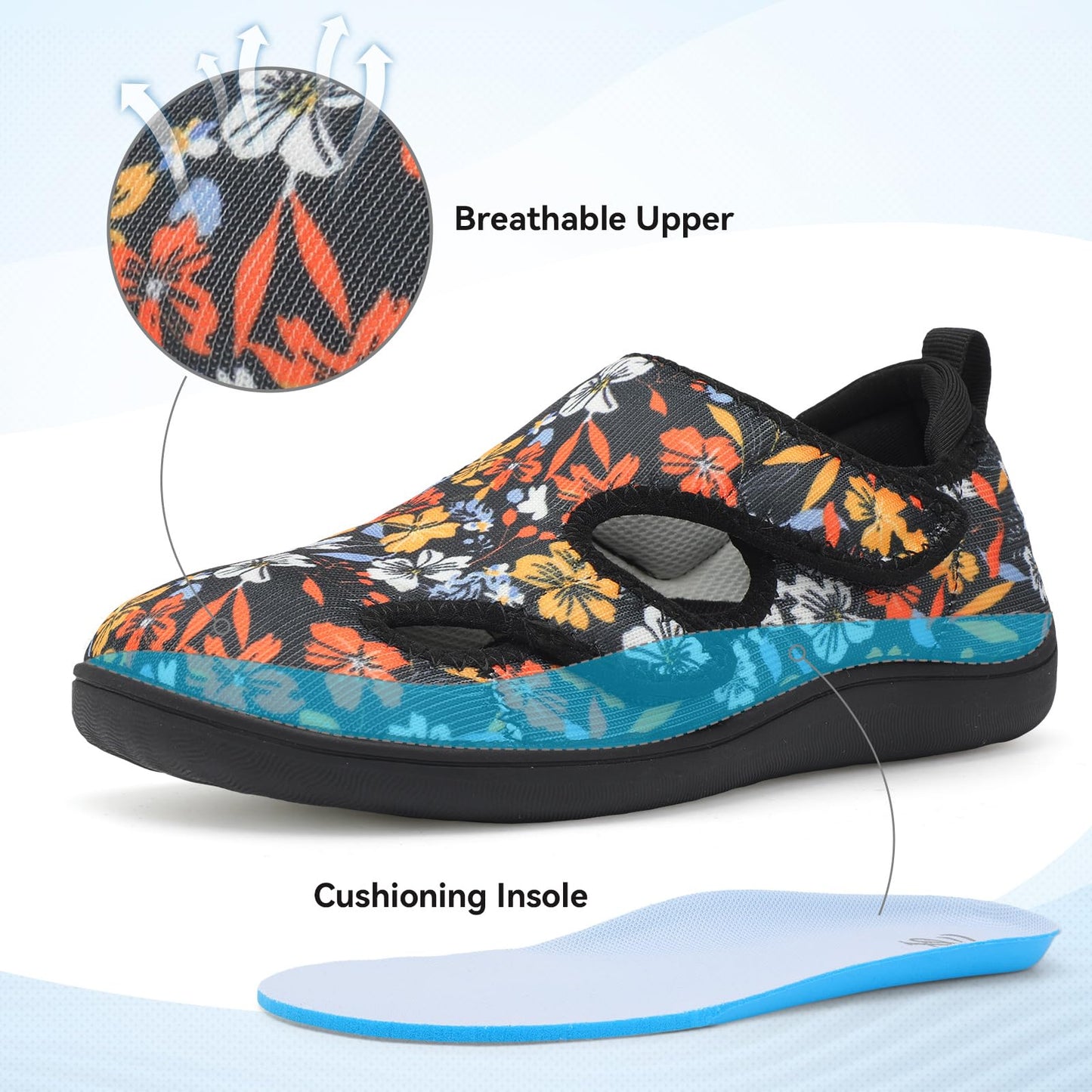 Diabetic Shoes for Women Adjustable Extra Wide Barefoot Walking Shoes