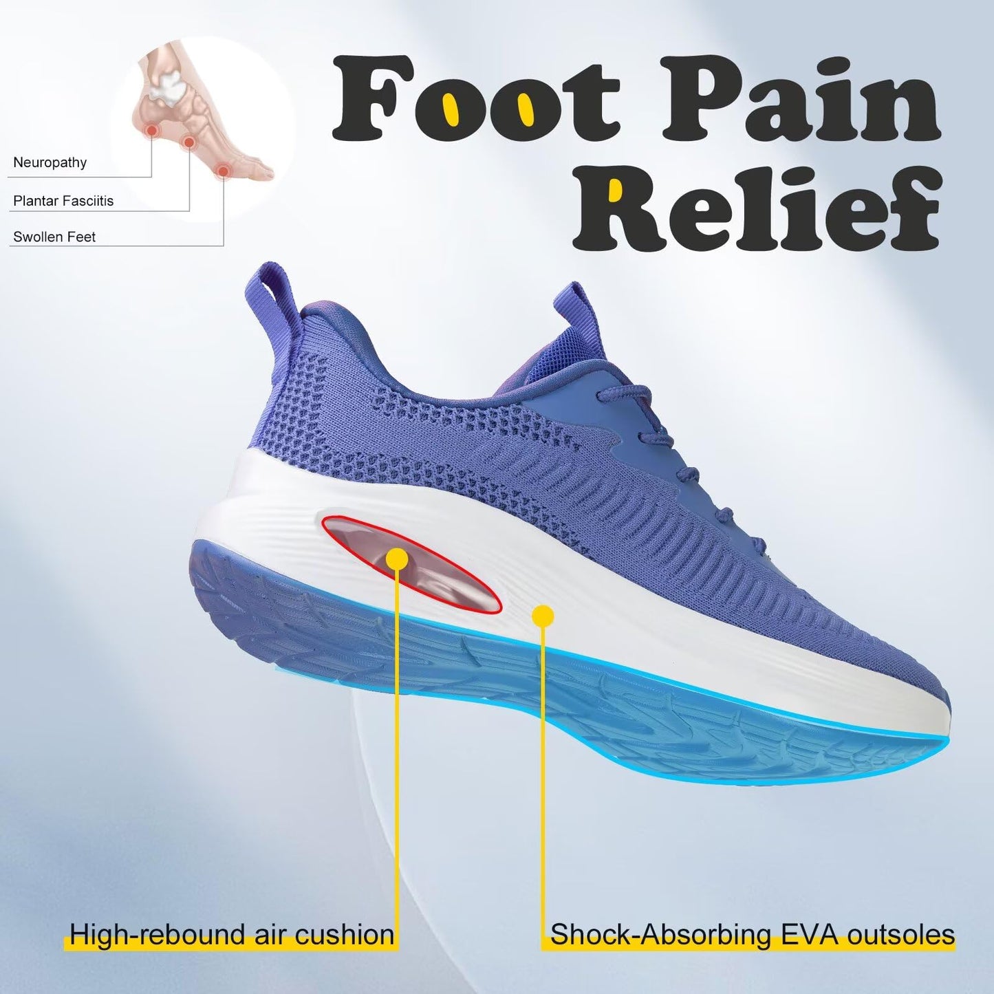 Wide Toe Box Shoes Women Air Cushion Road Running Shoes Extra Wide Width Sneakers