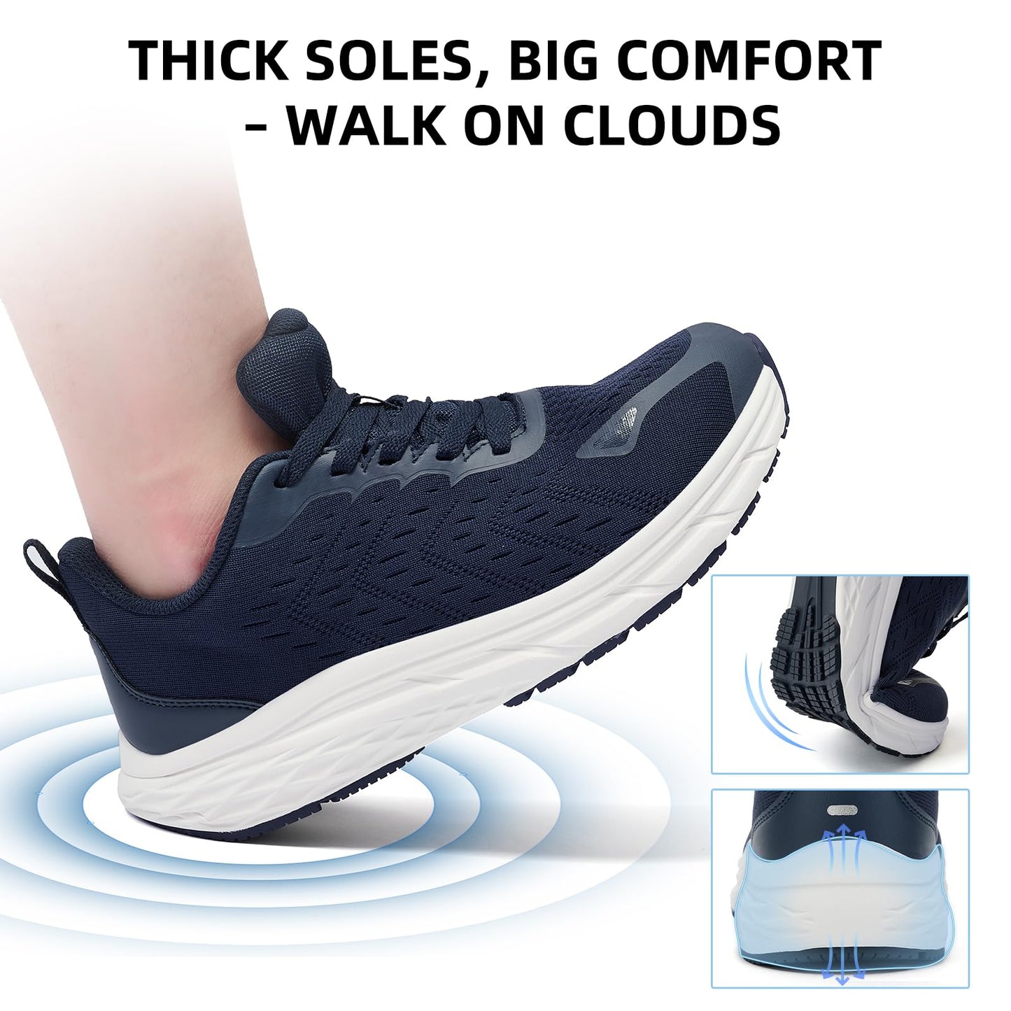 Wide Toe Box Shoes for Men - Wide Width Walking Shoes Comfortable Athletic Running Tennis