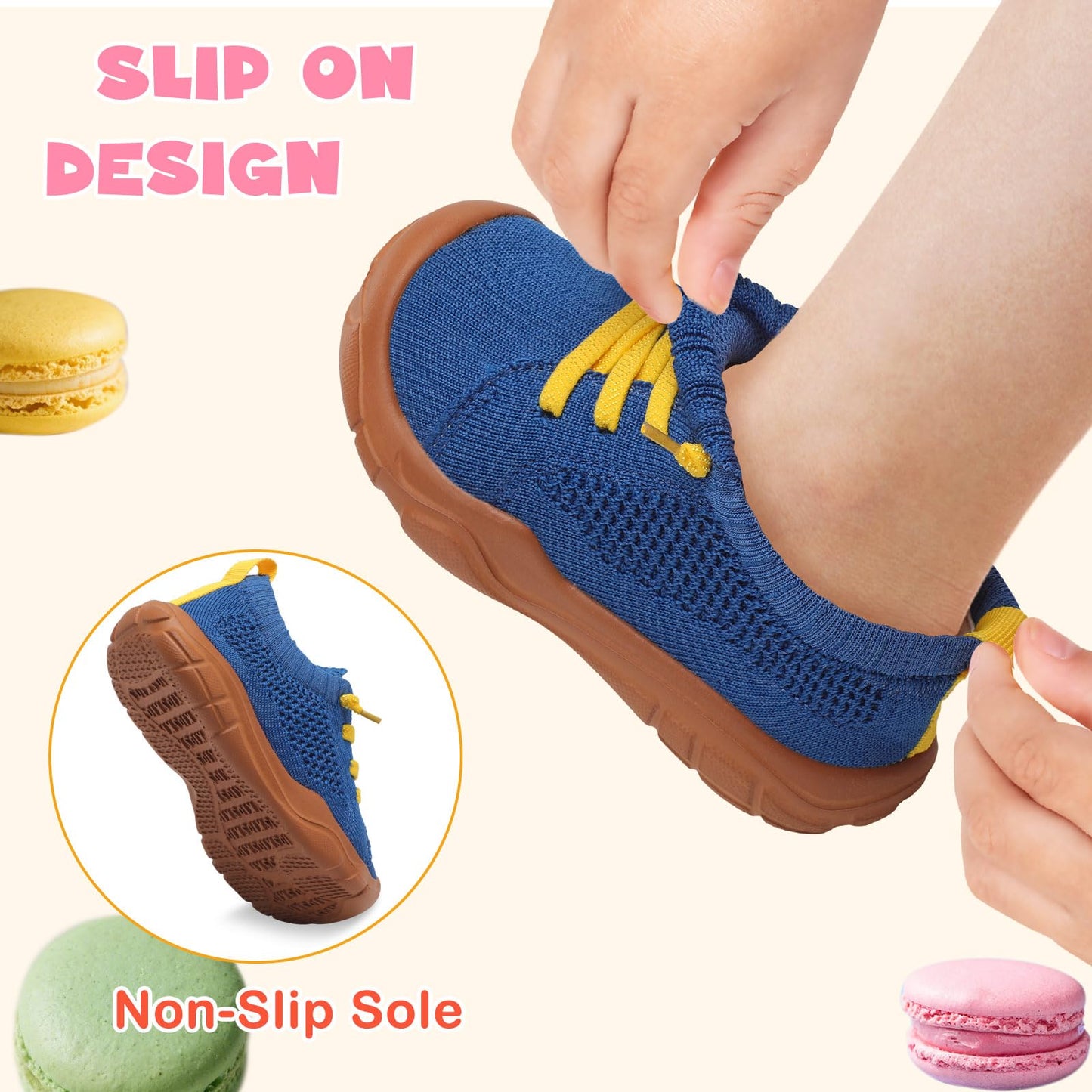 Toddler Shoes Girls Boys Wide Barefoot Shoes Kids Breathable Sneakers Slip on Tennis Shoe Lightweight Sneakers