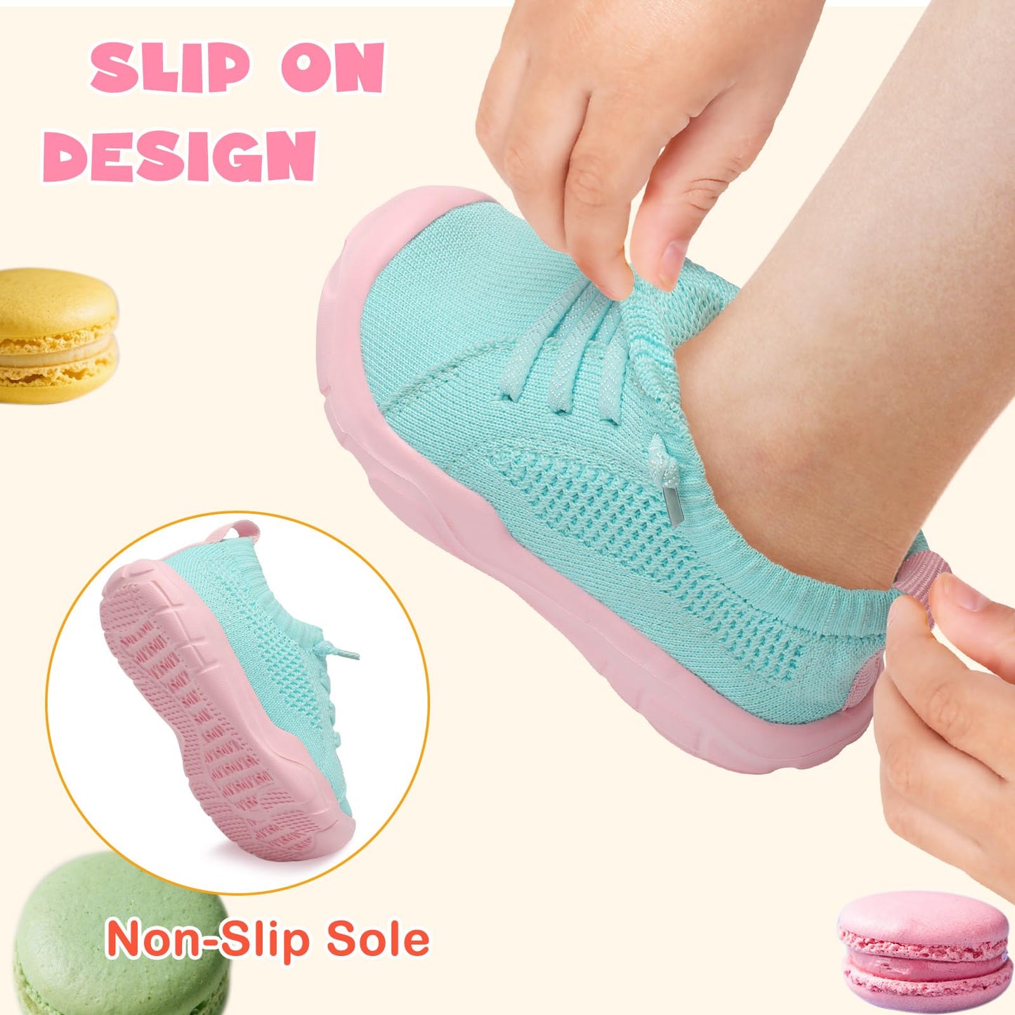 Toddler Shoes Girls Boys Wide Barefoot Shoes Kids Breathable Sneakers Slip on Tennis Shoe Lightweight Sneakers