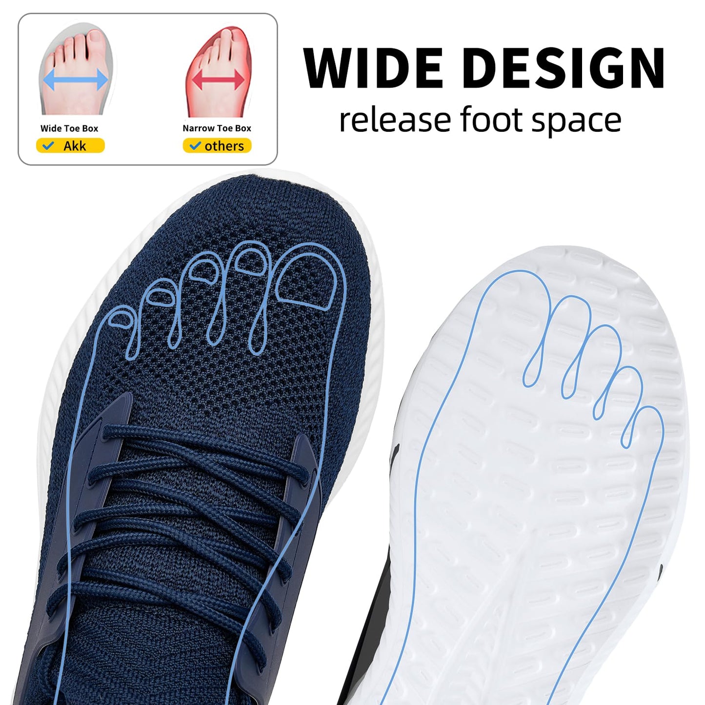 Mens Wide Sneakers Walking Shoes - Wide Slip on Tennis Shoes