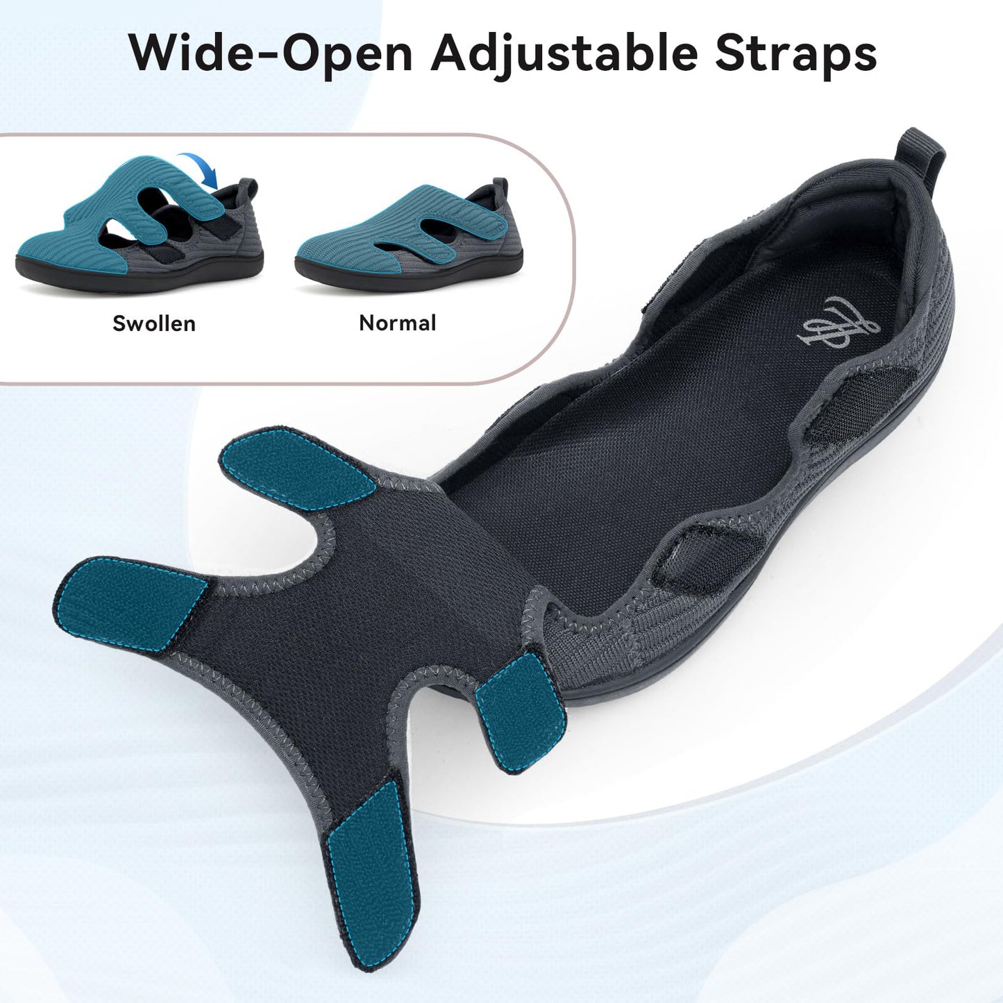 Diabetic Shoes for Women Adjustable Extra Wide Barefoot Walking Shoes