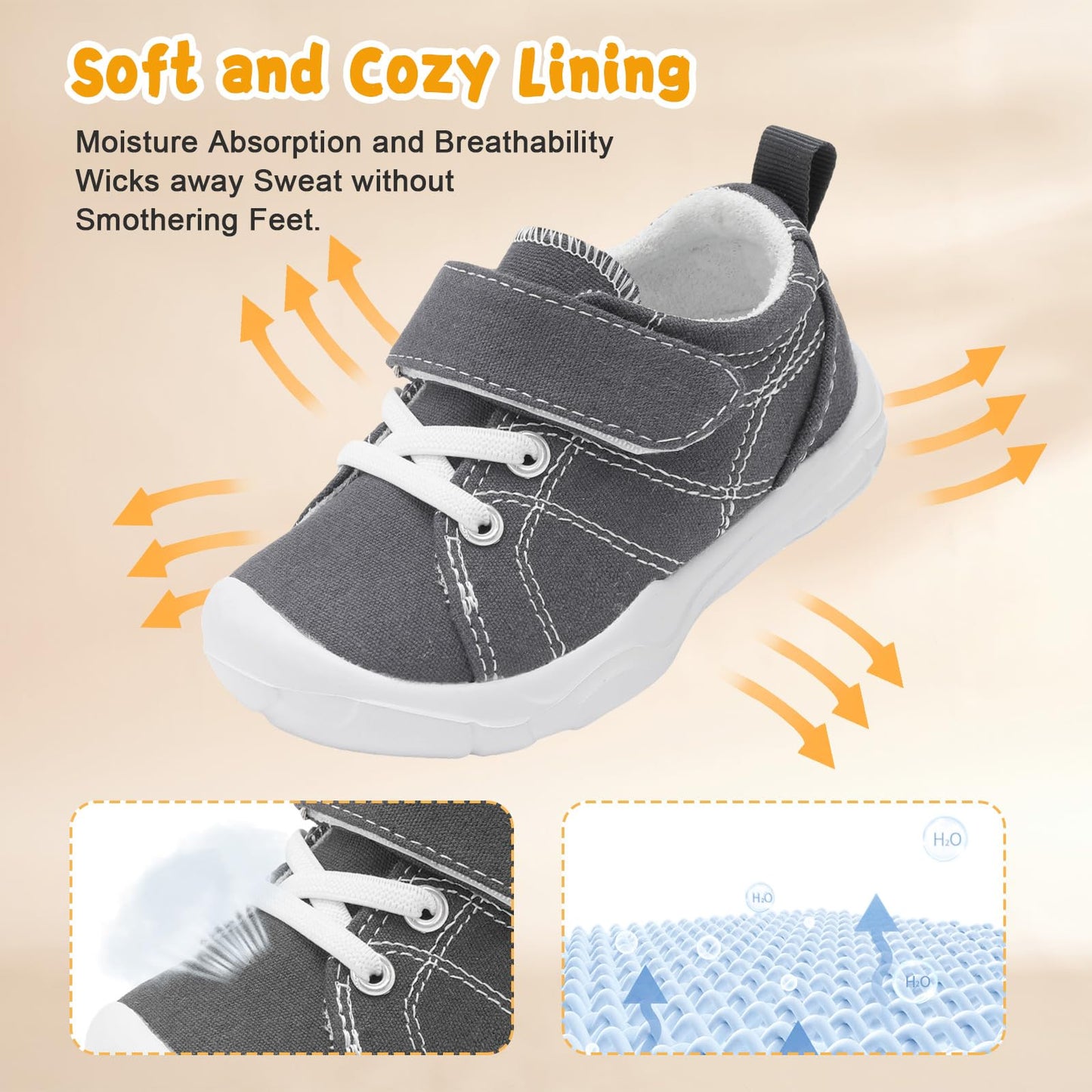 Kids Canvas Shoes Running Shoes for Girls Boys Wide Toe Box Barefoot Toddler Sneakers