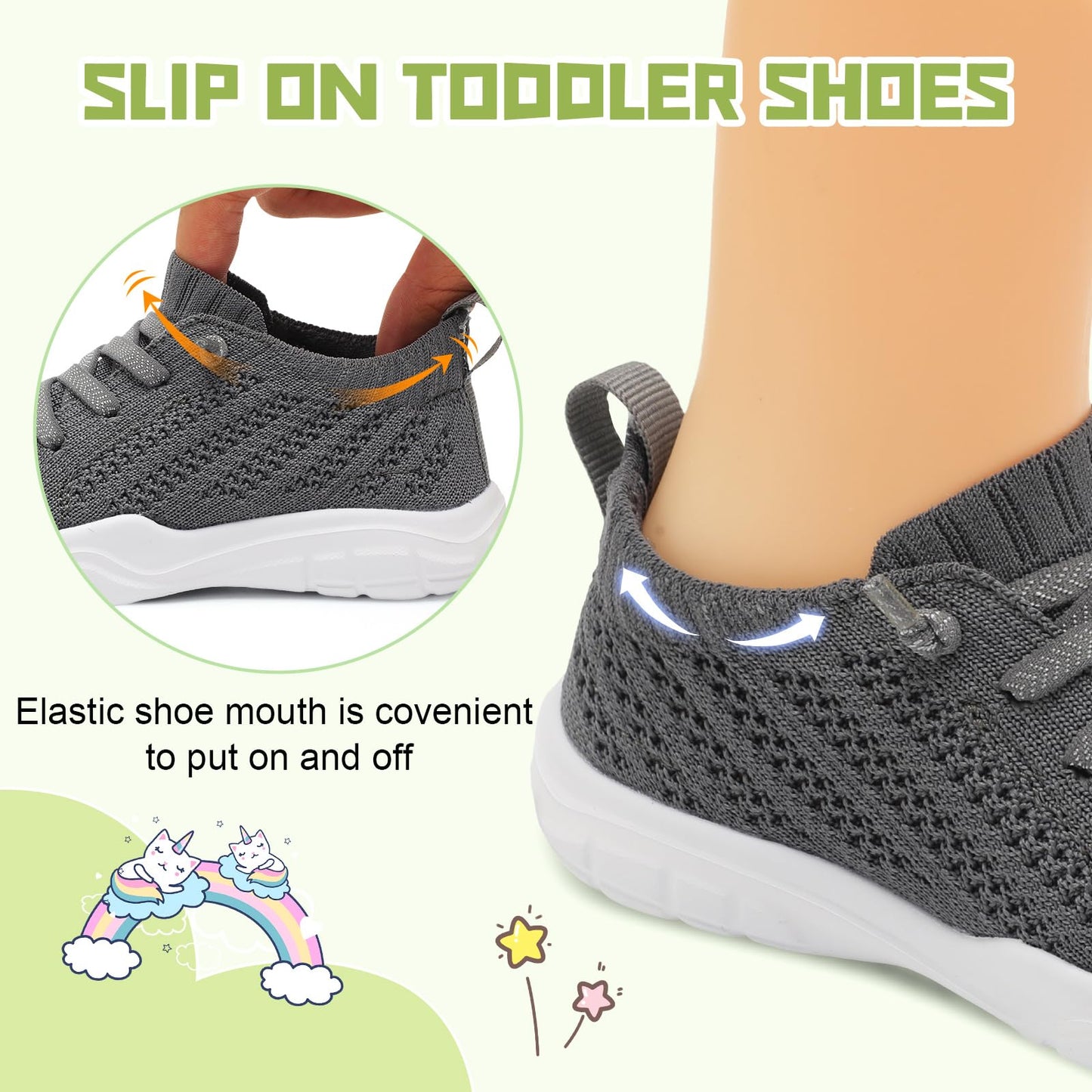 Toddler Shoes for Boys Girls Slip on Sneakers Wide Toe Walking Shoes