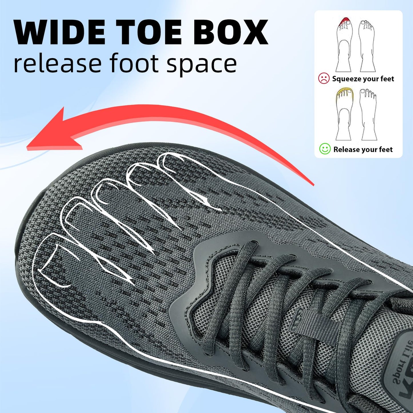 Wide Toe Box Shoes for Men Cushioned Road Running Shoe Non Slip Mens