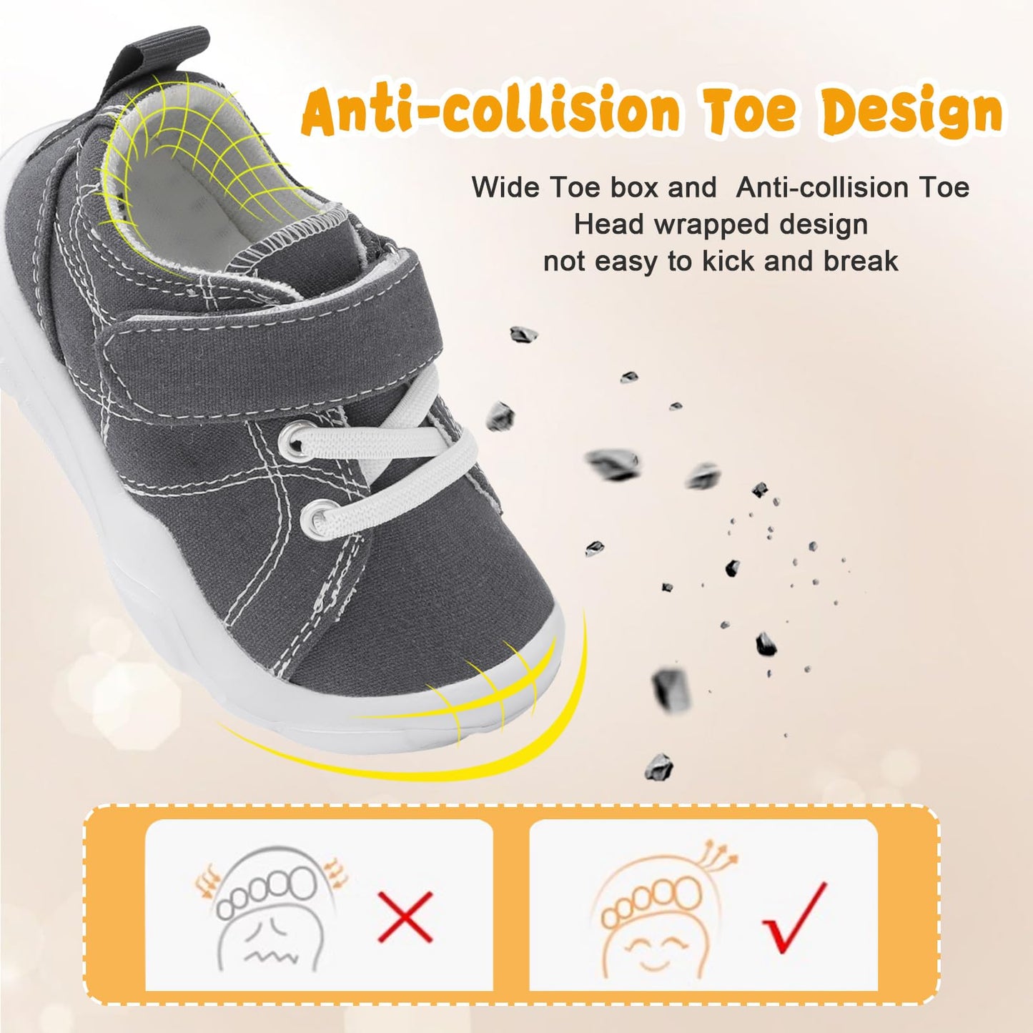 Kids Canvas Shoes Running Shoes for Girls Boys Wide Toe Box Barefoot Toddler Sneakers