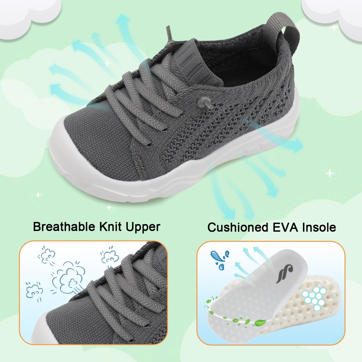 Toddler Shoes for Boys Girls Slip on Sneakers Wide Toe Walking Shoes