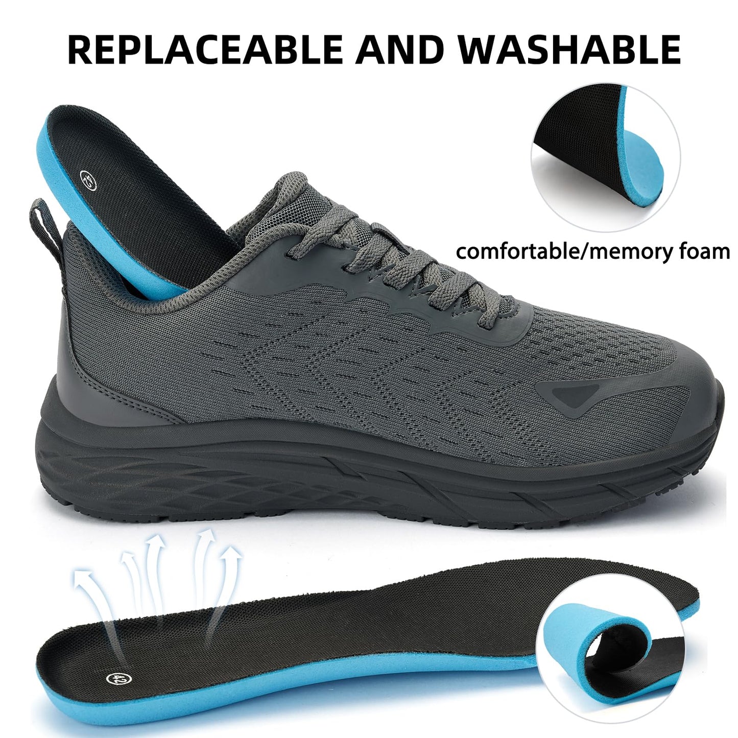 Wide Toe Box Shoes for Men - Wide Width Walking Shoes Comfortable Athletic Running Tennis