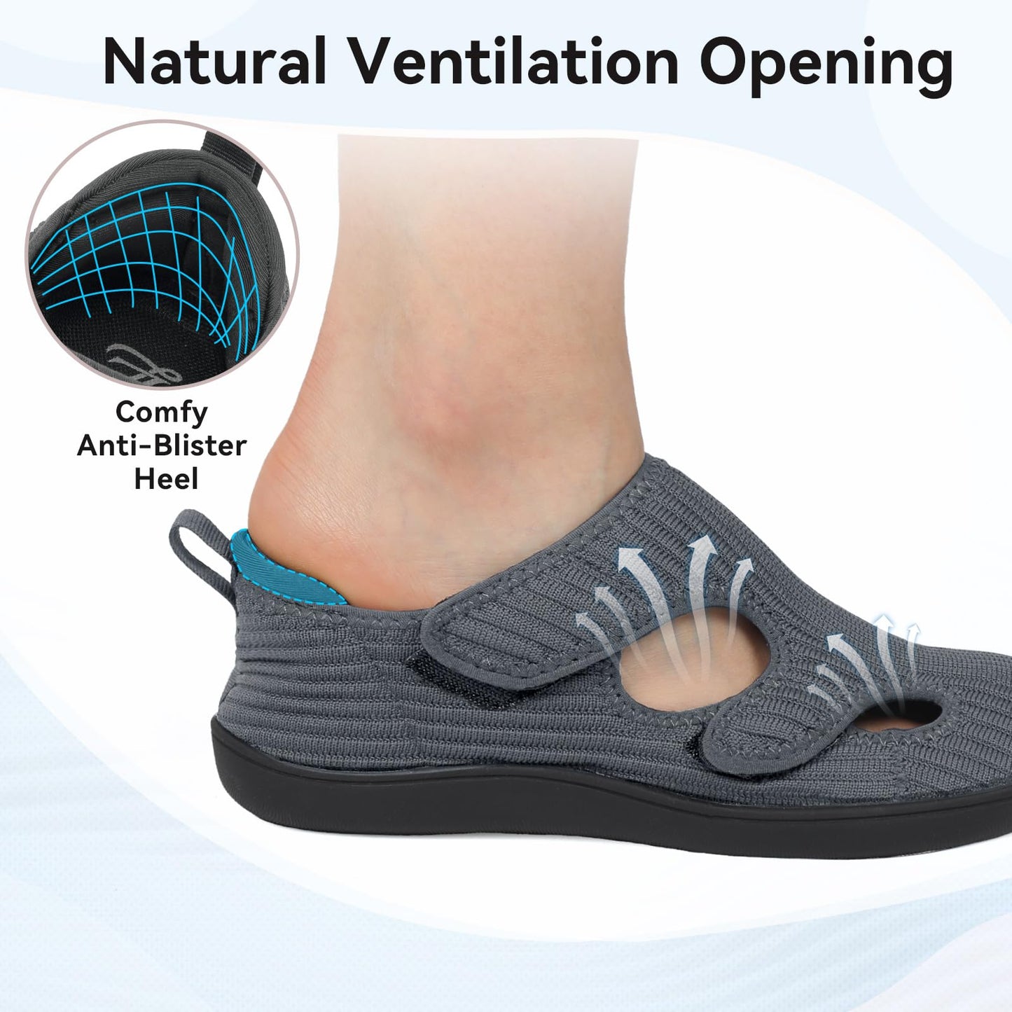 Diabetic Shoes for Women Adjustable Extra Wide Barefoot Walking Shoes