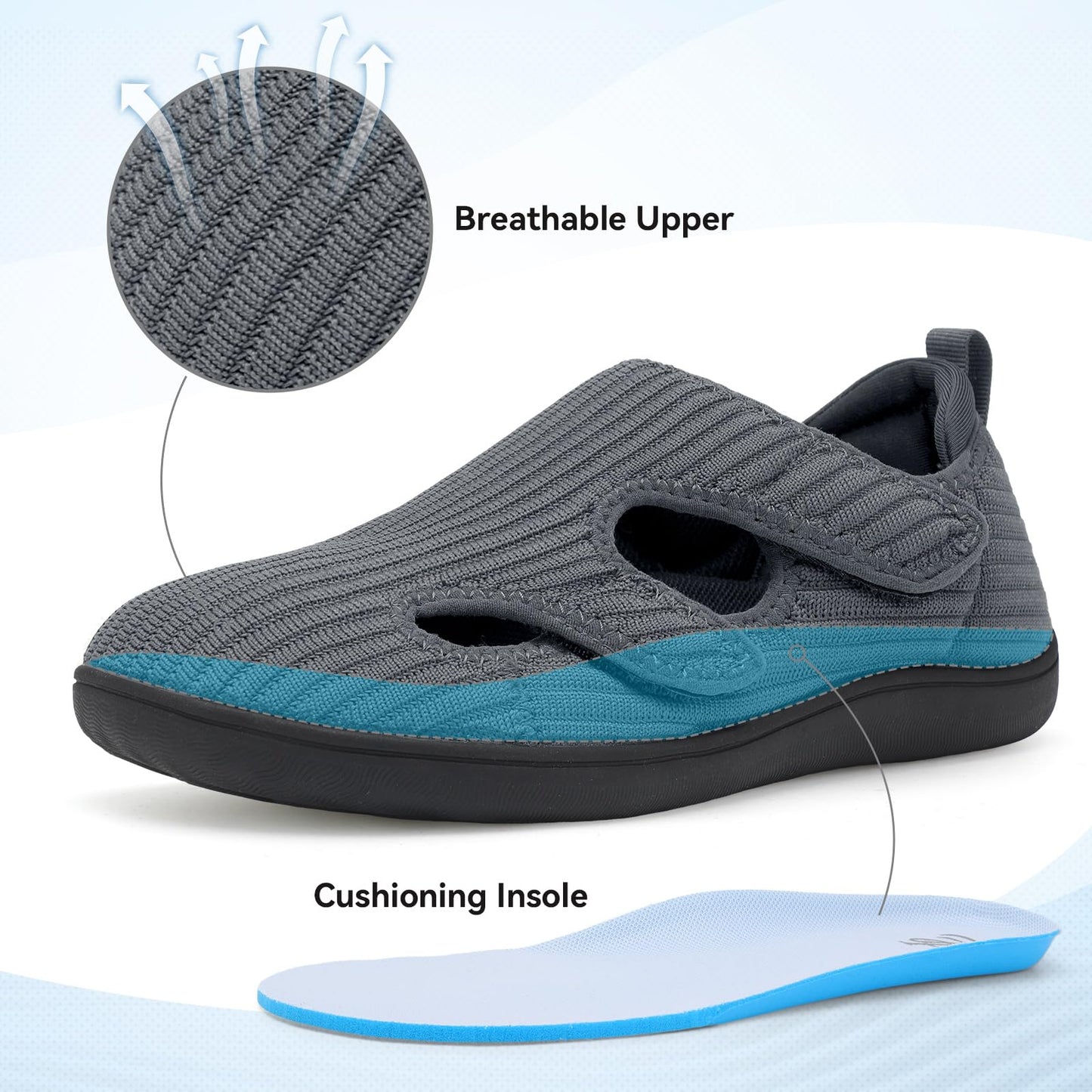 Diabetic Shoes for Women Adjustable Extra Wide Barefoot Walking Shoes